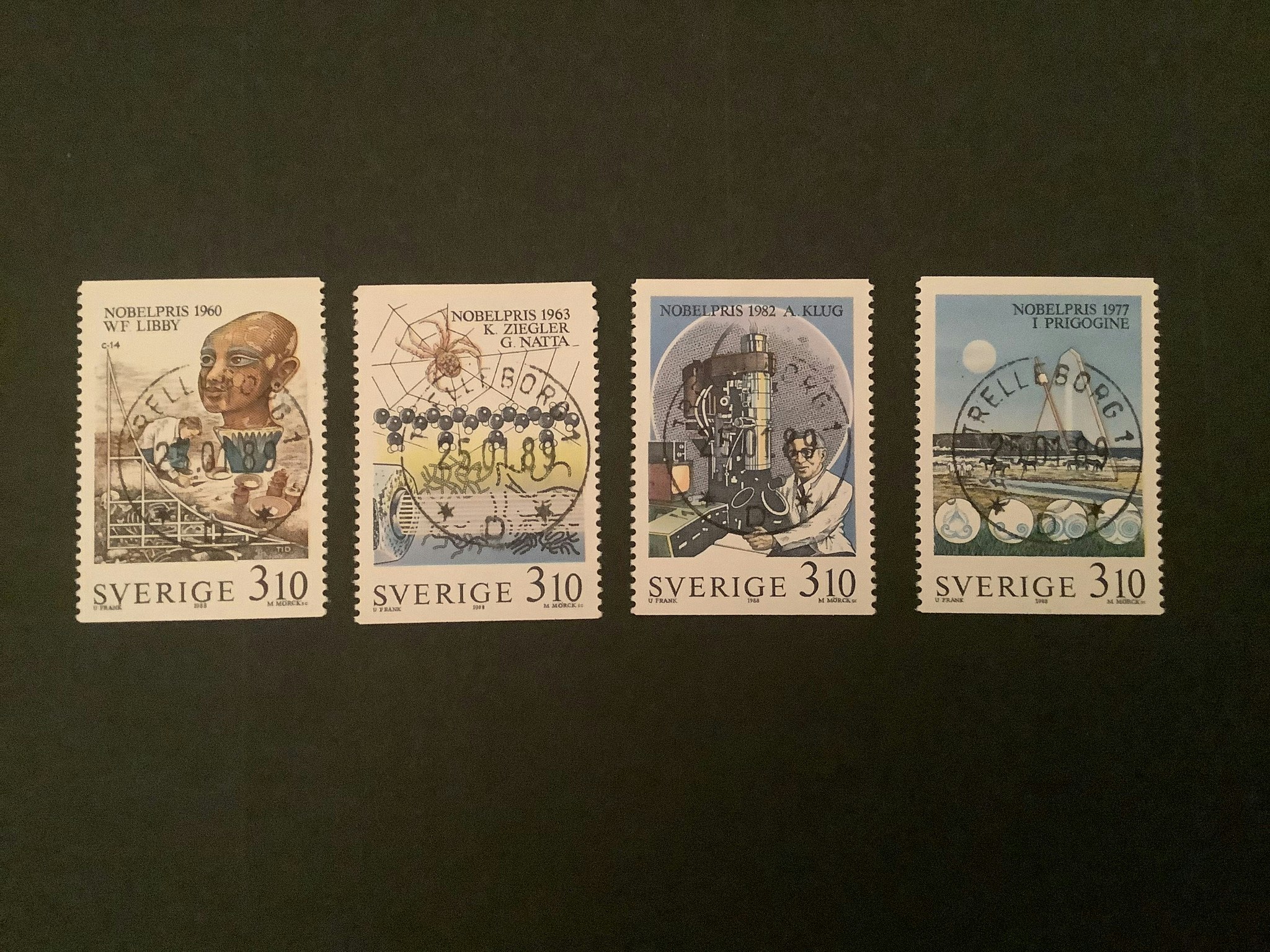 NOBELPRISTAGARE 1988 facit nr 1533-1536 LYXST SATS TRELLEBORG 1