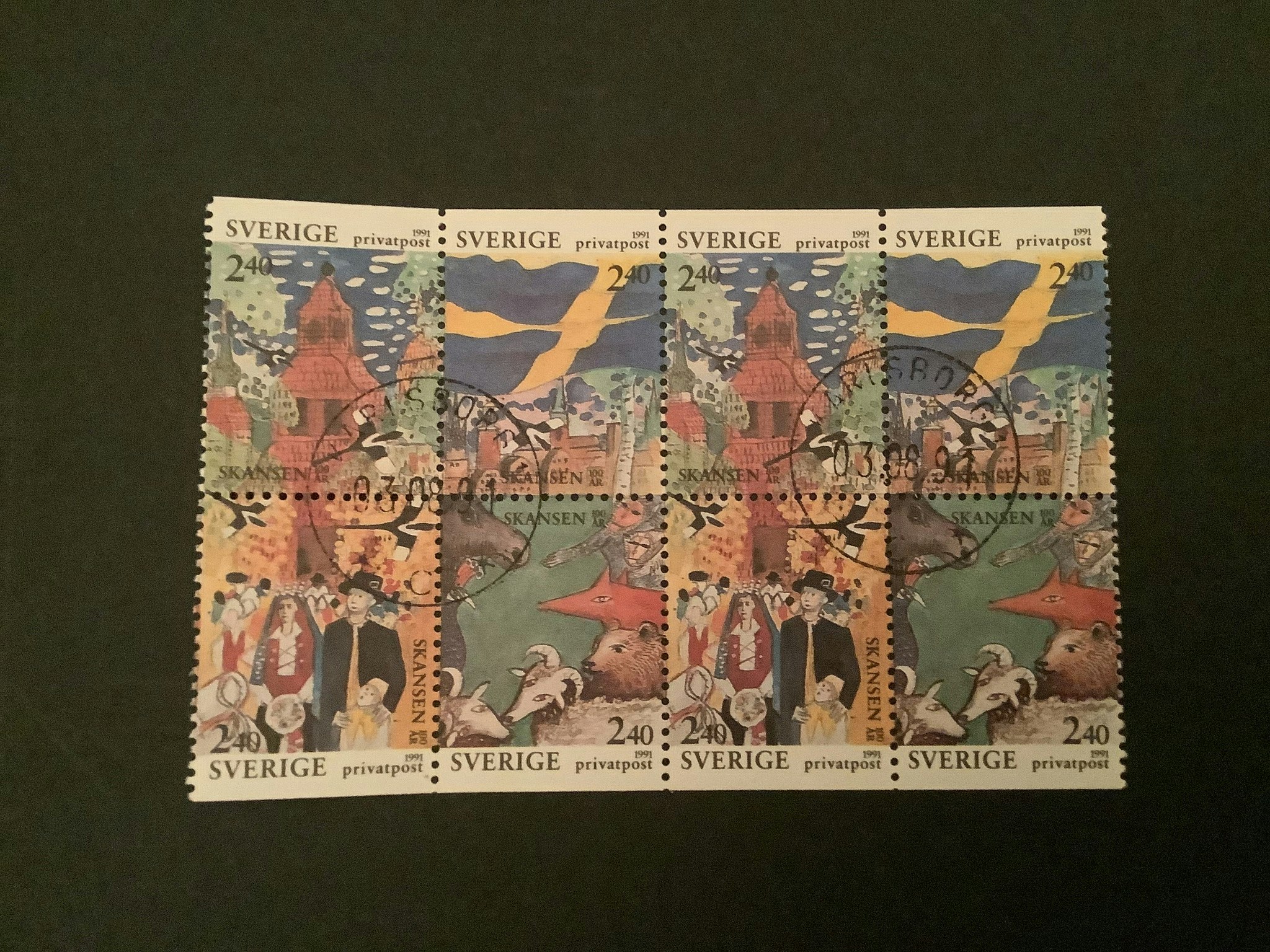 RABATTFRIMÄRKE XIII facit nr 1685-1688 LYXST block KARLSBORG