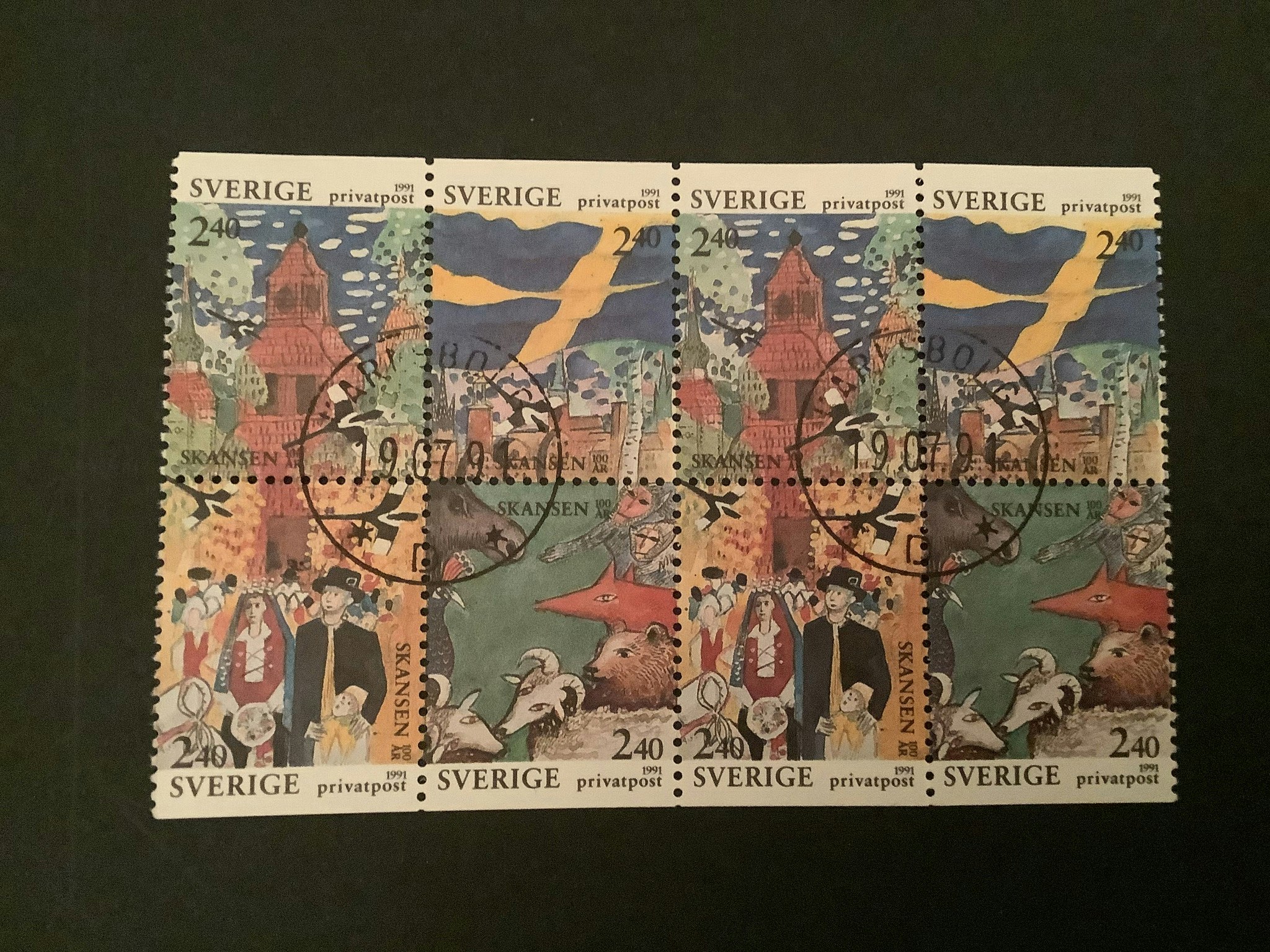 RABATTFRIMÄRKE XIII facit nr 1685-1688 LYXST block KARLSBORG
