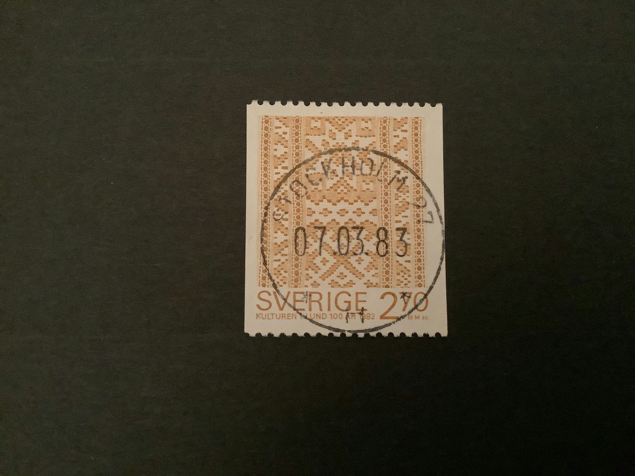 Kulturen i Lund facit nr 1212 lyxstämplat STOCKHOLM 27