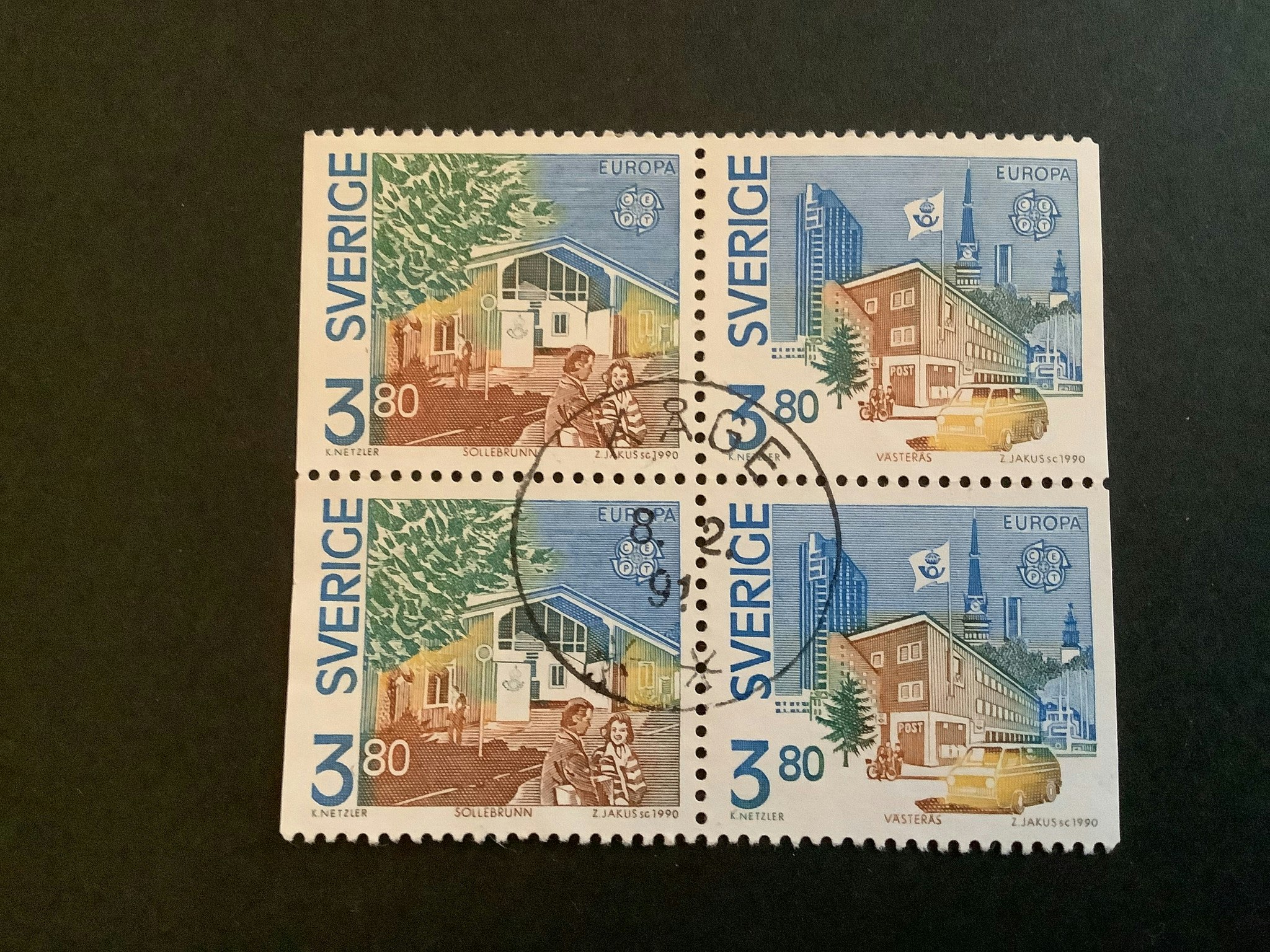 EUROPA XIX 1990 facit nr 1608 SX i LYXST BLOCK KÅGE