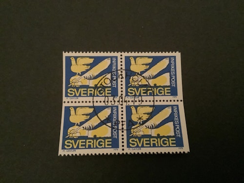 Rabattmärke I facit nr 1074 BB i lyxstämplat 4-block STOCKHOLM