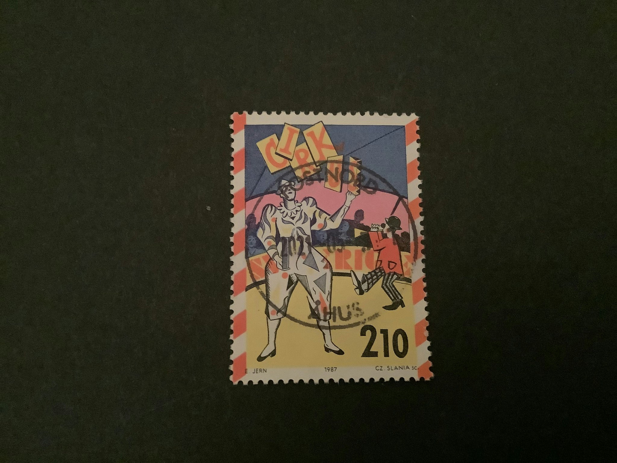 Cirkus 1987 facit nr 1467 lyxstämplat märke ÅHUS