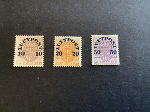 Flygpostfrimärken facit nr 136-138 postfrisk serie
