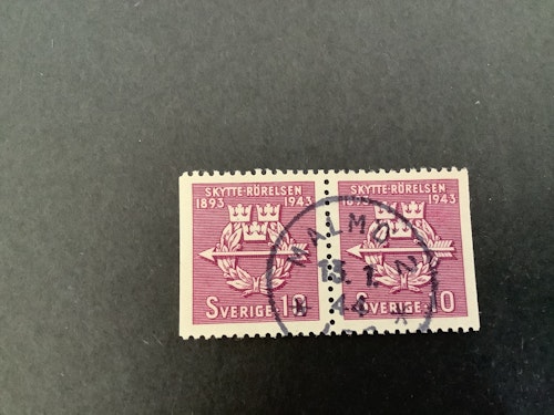 Skytterörelsen 50 år facit nr 347 BB praktstämplat par MALMÖ 2