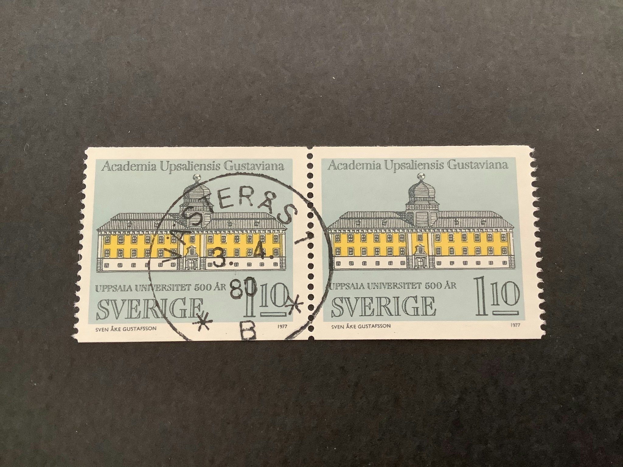 Uppsala universitet facit nr 1005 A lyxstämplat 2+2- sidigt par VÄSTERÅS 1