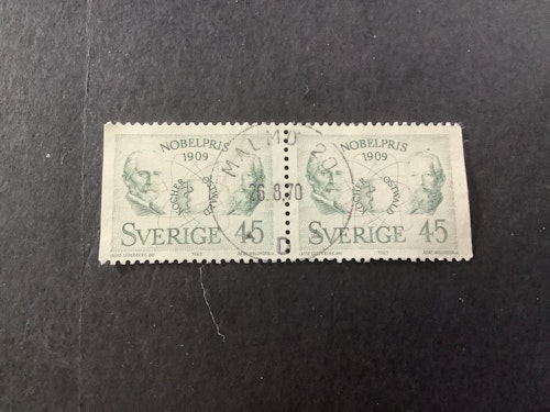 Nobelpris 1909 facit nr 681 BB lyxstämplat par MALMÖ 20