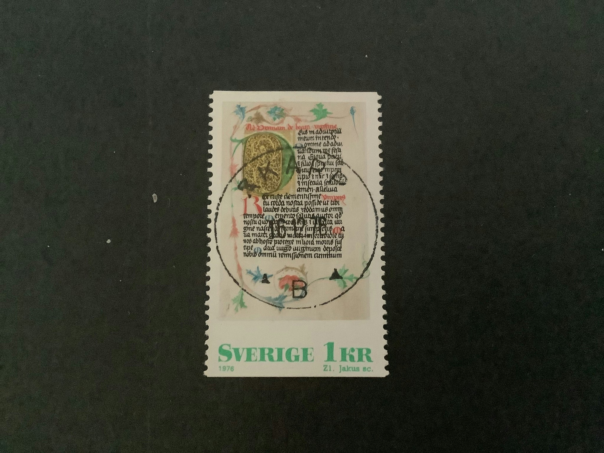 Medeltida bokmåleri facit nr 986 lyxstämplat ÅKARP