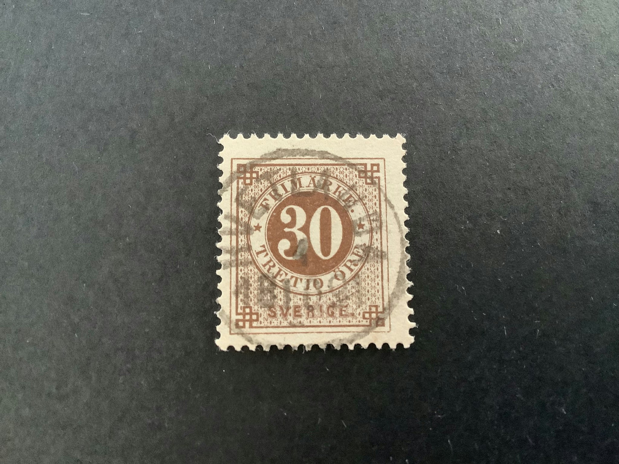 Ringtyp med posthorn facit nr 47 lyxstämplat HVETLANDA