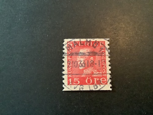 Gustaf V profil vänster facit nr 177 A lyxstämplat MALMÖ 1