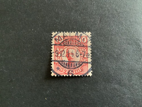 Gustaf V i medaljong facit nr 82 lyxstämplat MALMÖ