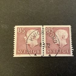Gustaf VI Adolf typ III facit nr 437 A praktstämplat 2+2-sidigt par KVICKSUND