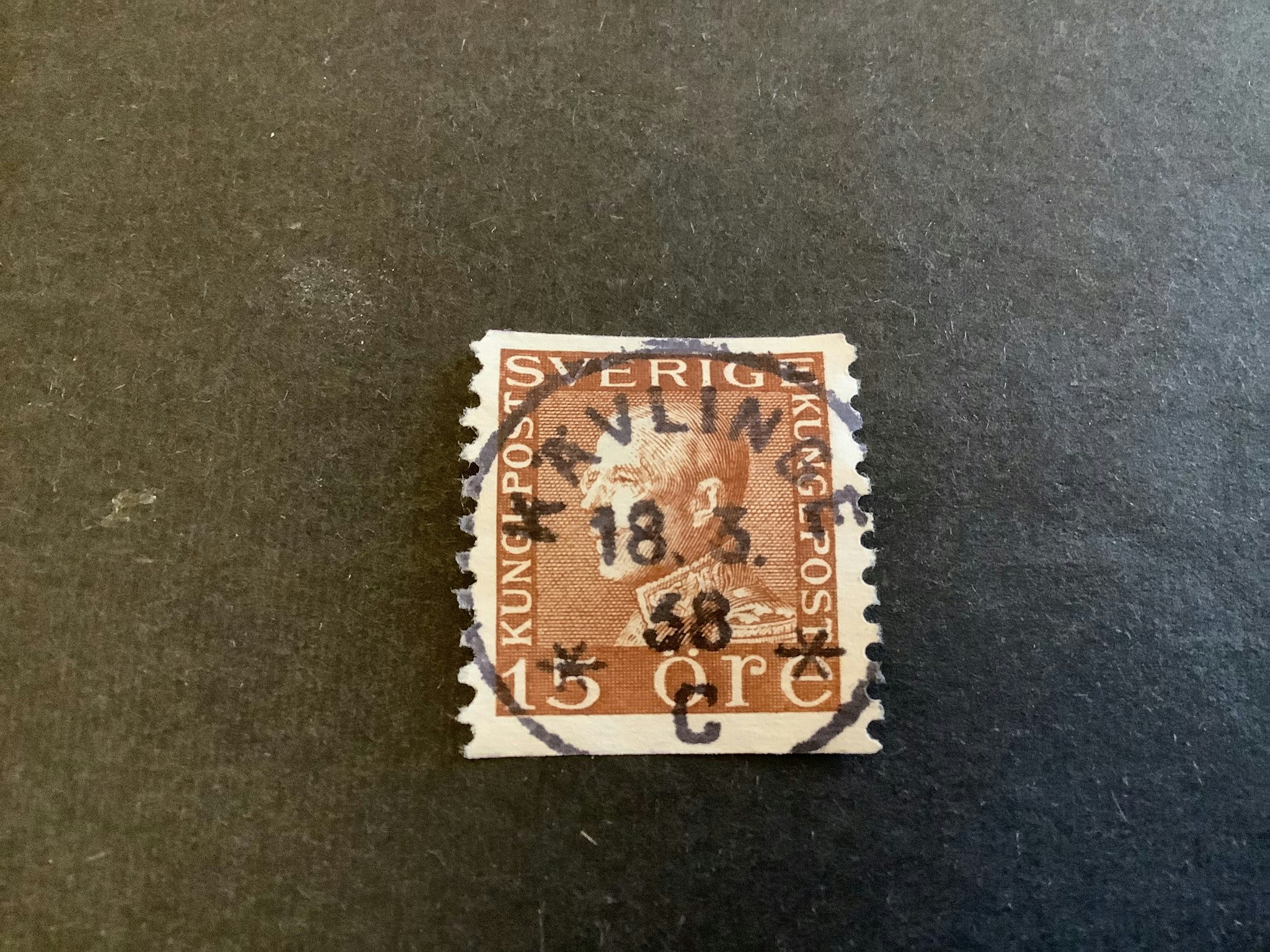 Gustaf V profil vänster facit nr 178 A lyxstämplat KÄVLINGE