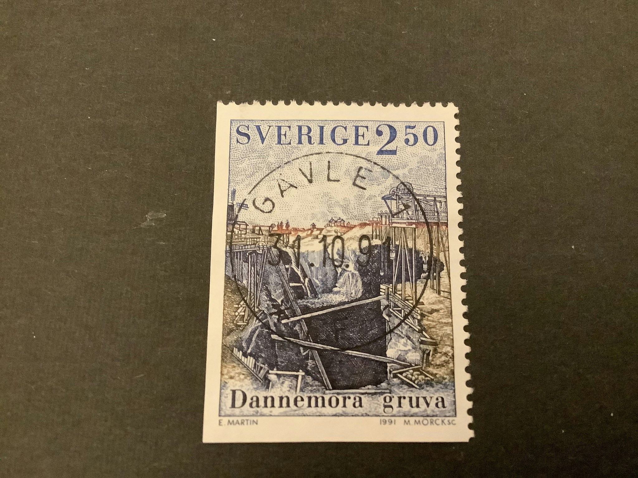 Järn bryter bygd facit nr 1695 lyxstämplat GÄVLE 1