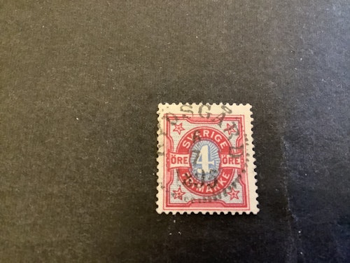 Tvåfärgad siffertyp facit nr 64 praktstämplat RYDSGÅRD 6/7 1895.