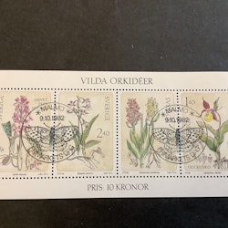 Vilda orkidéer facit nr 1222-1225 lyxstämplat block Malmö