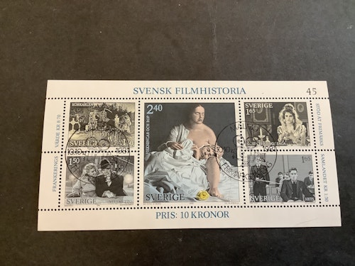 Svensk filmhistoria facit nr 1185-1189 lyxstämplat block MALMÖ frimärkets dag