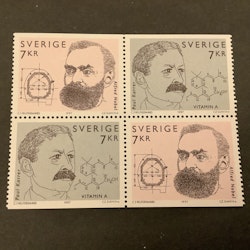 Alfred Nobel och Paul Karrer facit nr 2042-2043 postfriskt 4-block