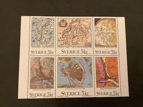 Svenska kartor facit nr 1672-1677 i postfriskt block