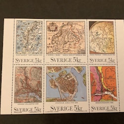 Svenska kartor facit nr 1672-1677 i postfriskt block