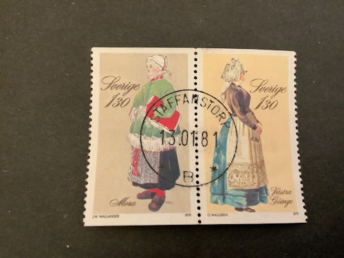 Folkdräkter facit nr 1109 SX2 lyxstämplat par STAFFANSTORP