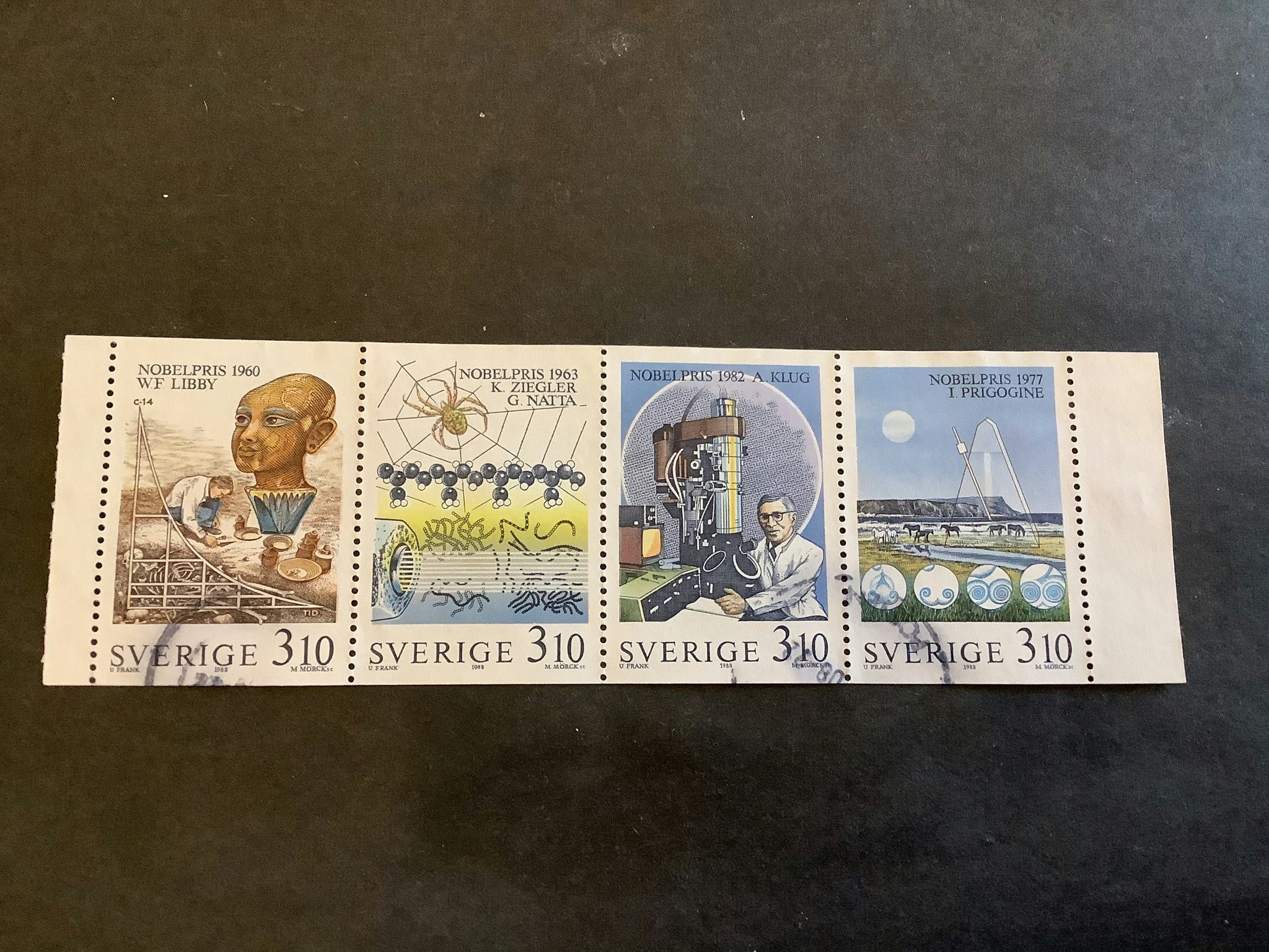 N9belpristagare Kemi 1988 facit nr 1533-1536 stämplat block