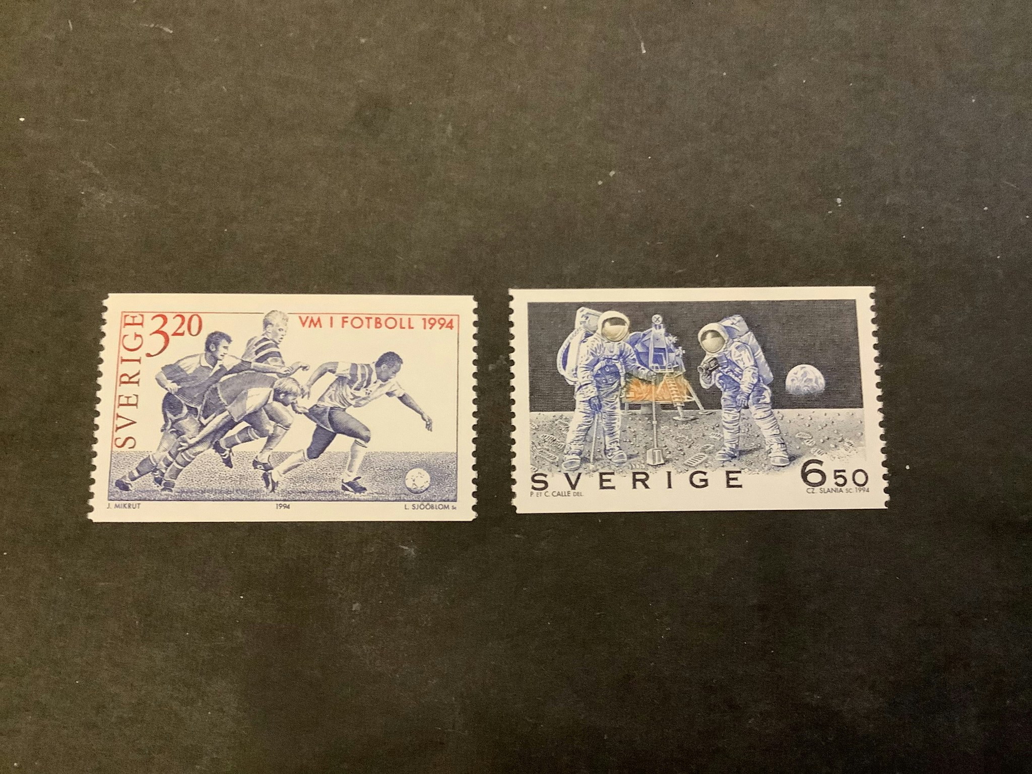 VM i fotboll och svensk teknik på månen facit nr 1840-1841 postfrisk serie