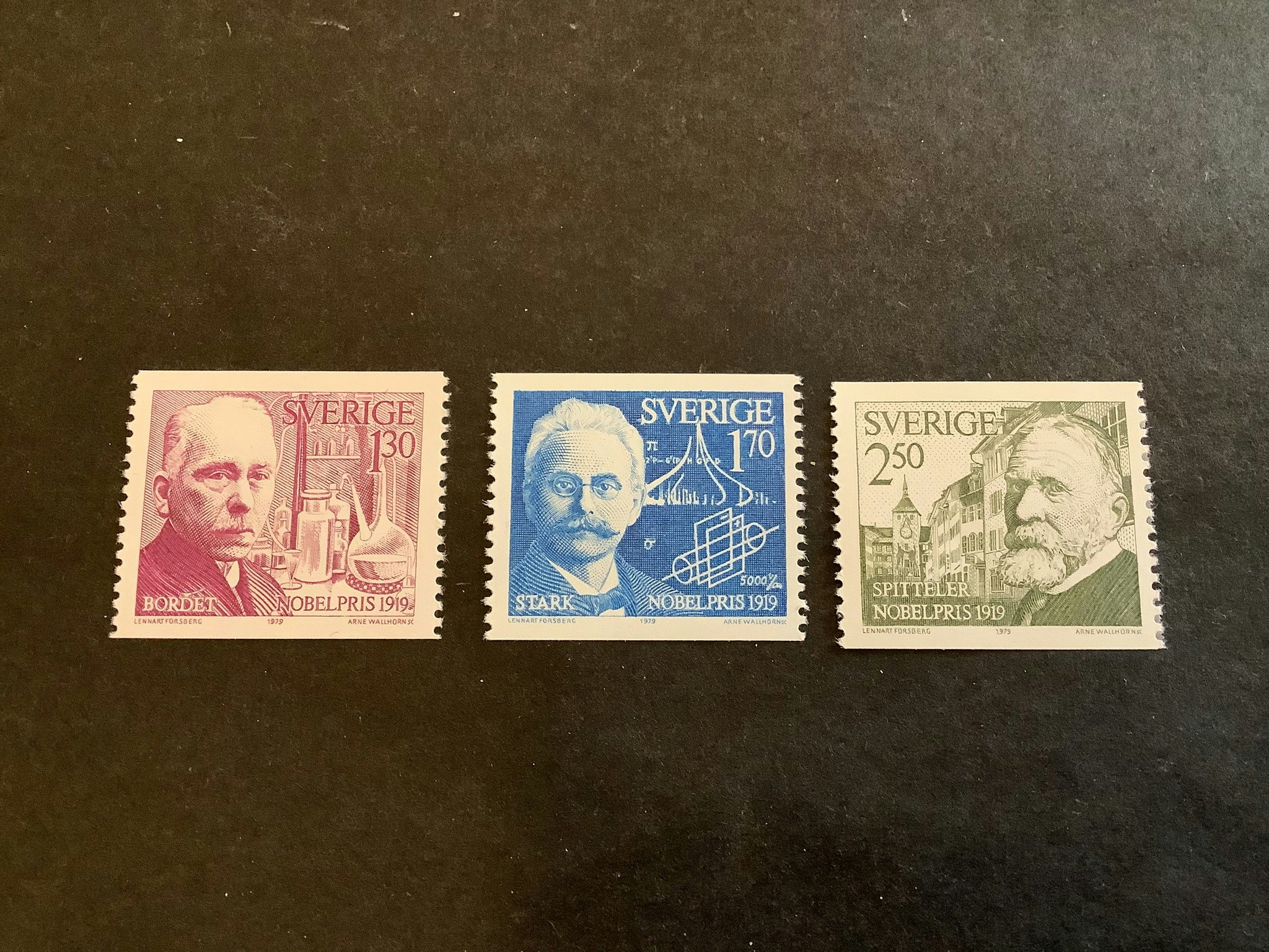 Nobelpristagare 1919 facit nr 1110-1112 postfrisk serie