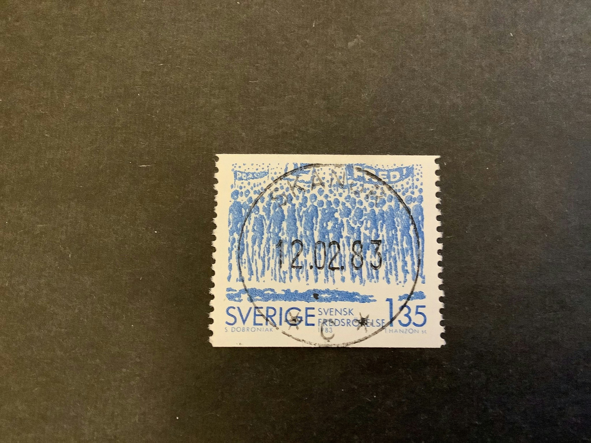 Svensk fredsrörelse facit nr 1246 lyxstämplat SKANÖR