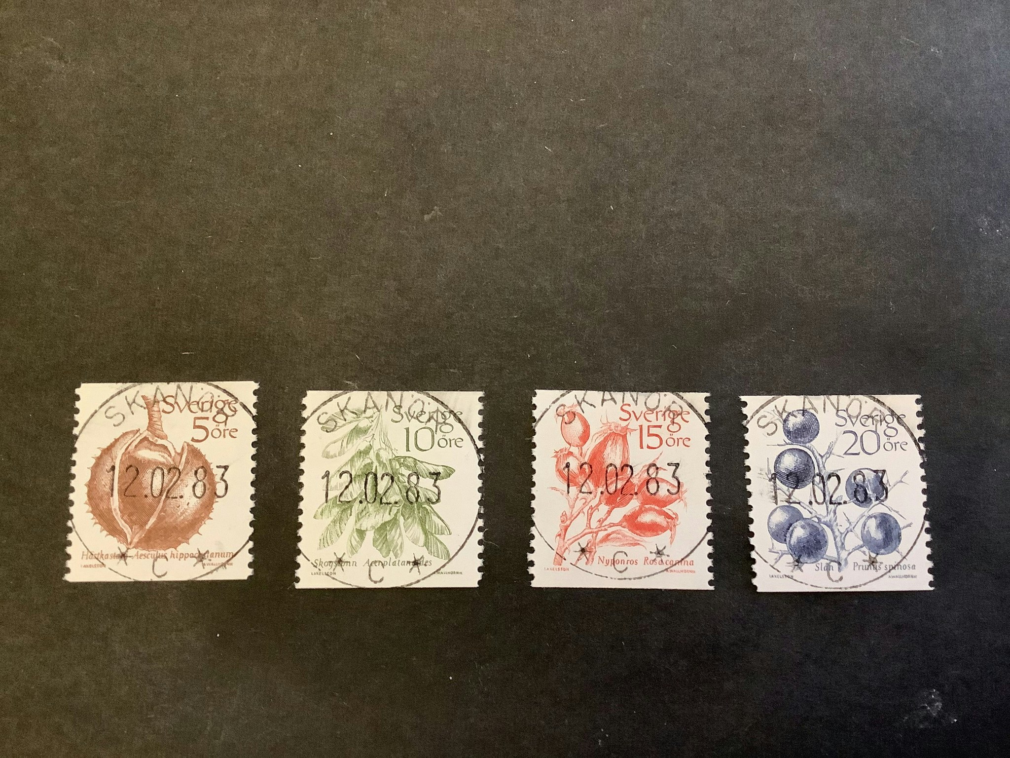 Frukter facit nr 1241-1244 lyxstämplad serie SKANÖR