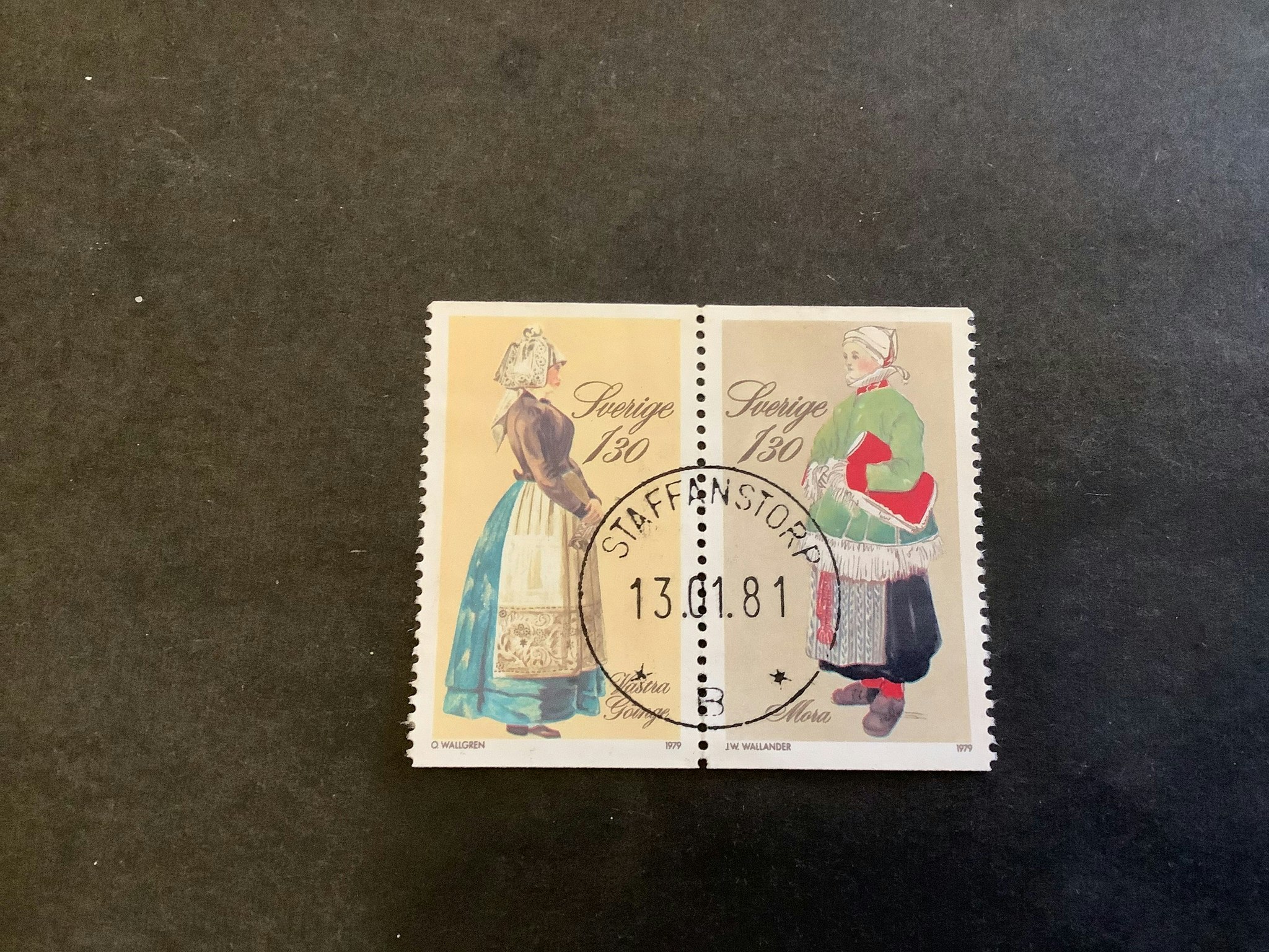 Folkdräkter facit nr 1109 SX 1 lyxstämplat par STAFFANSTORP