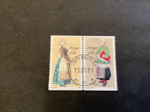Folkdräkter facit nr 1109 SX 1 lyxstämplat par STAFFANSTORP