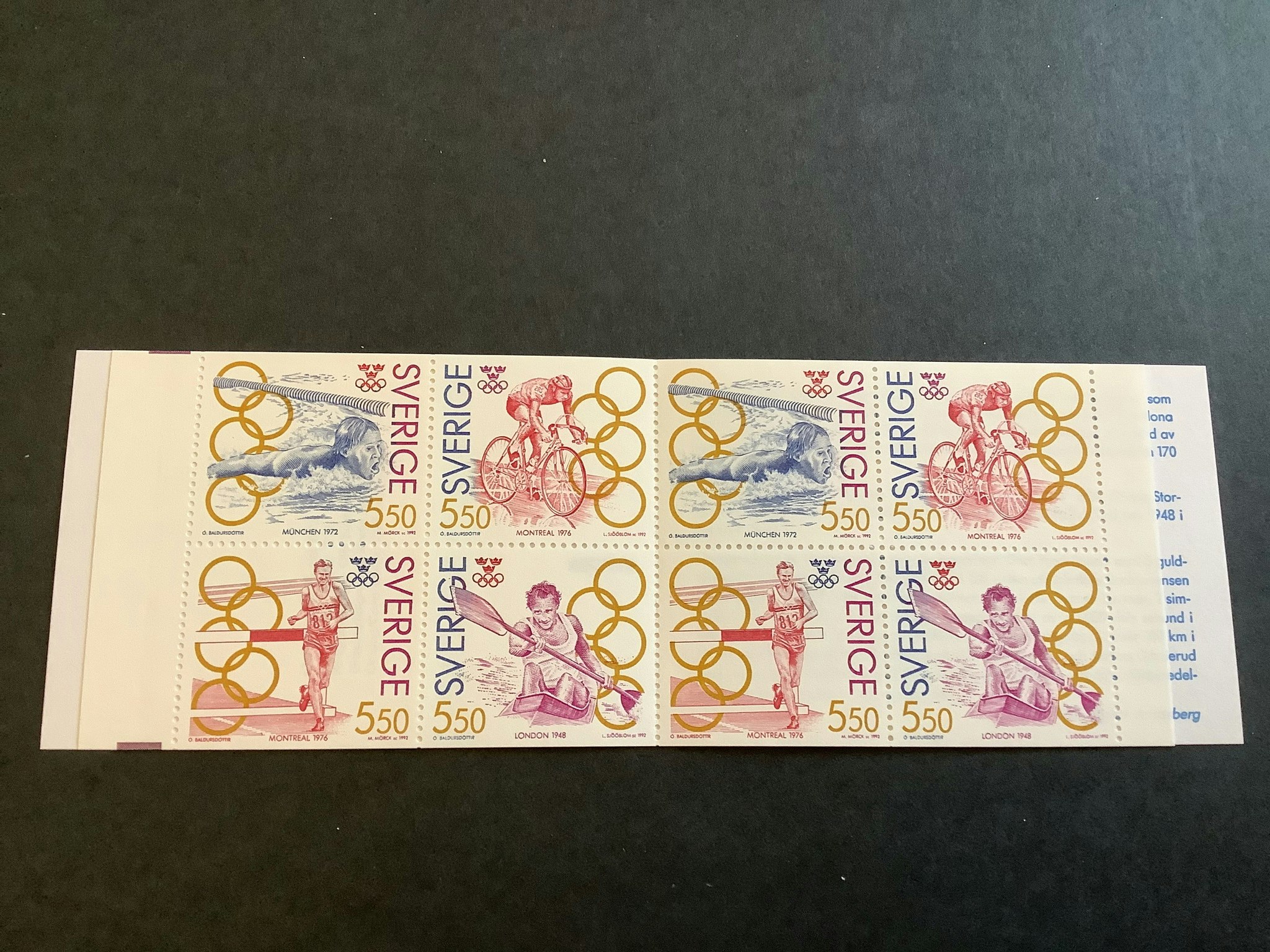 Olympiskt guld III 1992 postfriskt häfte