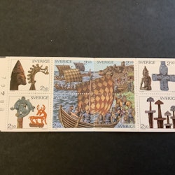 Vikingar 1990 postfriskt häfte med cylindersiffra 1 och kontrollnummer