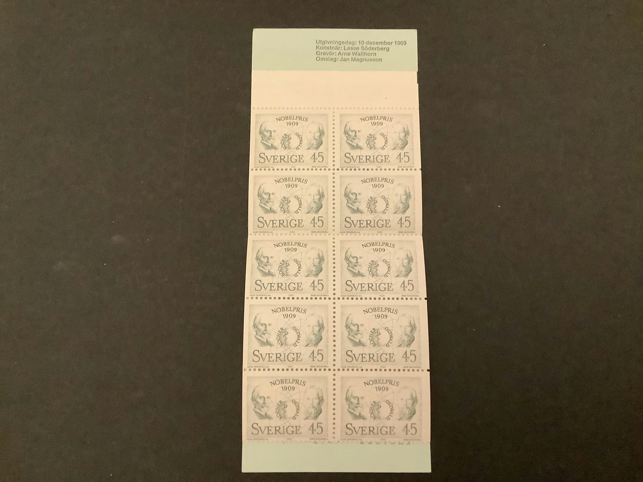 Nobelpristagare 1909 postfriskt häfte