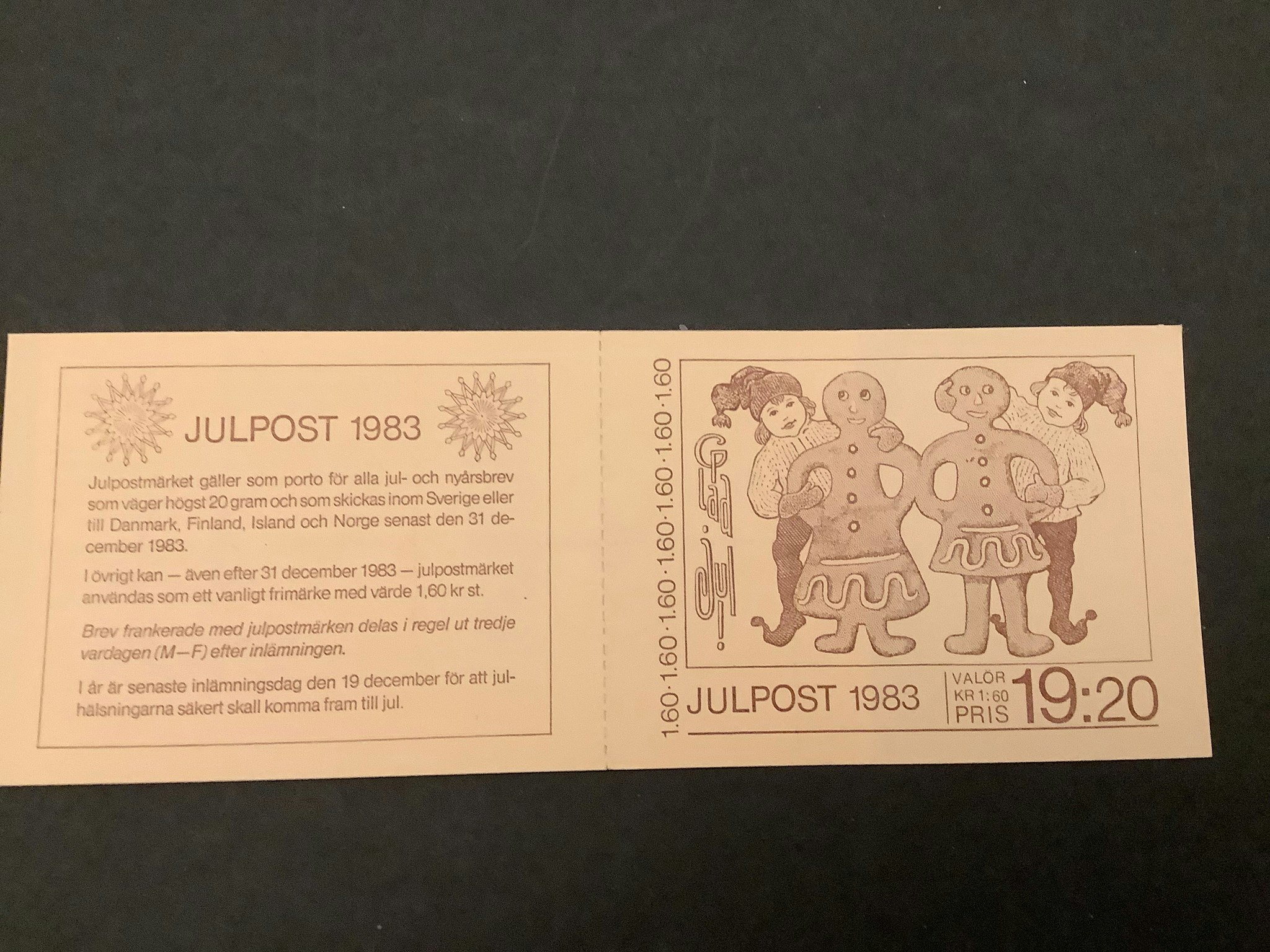Julpost inrikes facit nr 1275-1278 i lyxstämplat häfte FALSTERBO