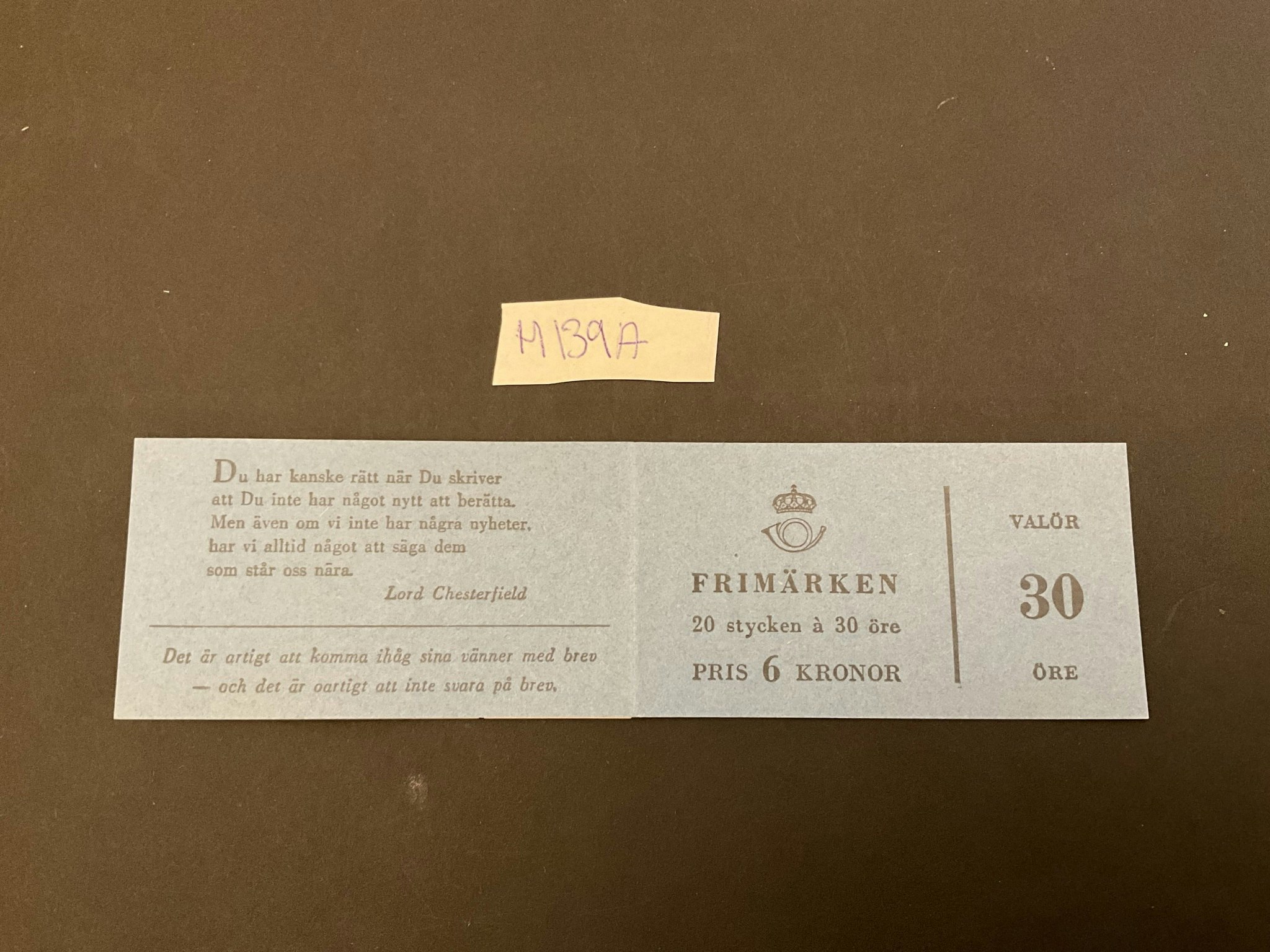 Gustaf VI Adolf typ III postfriskt häfte