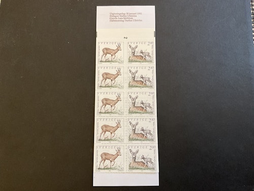 Vilda djur 1 1992 postfriskt häfte med cylindersiffra 2