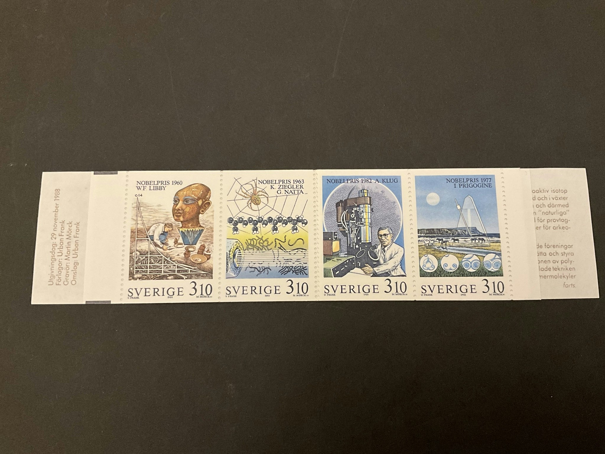 Nobelpristagare kemi 1988 postfriskt häfte