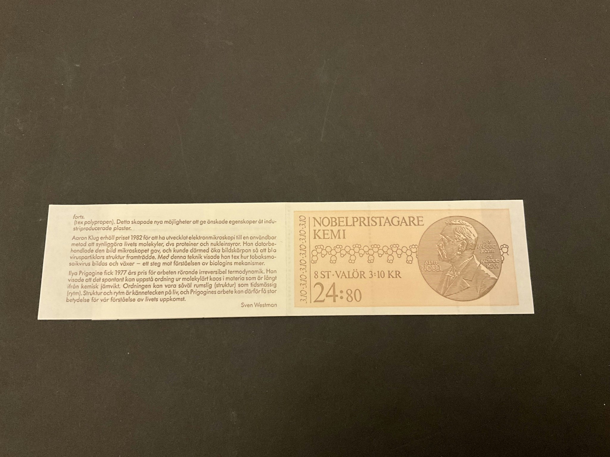 Nobelpristagare kemi 1988 postfriskt häfte