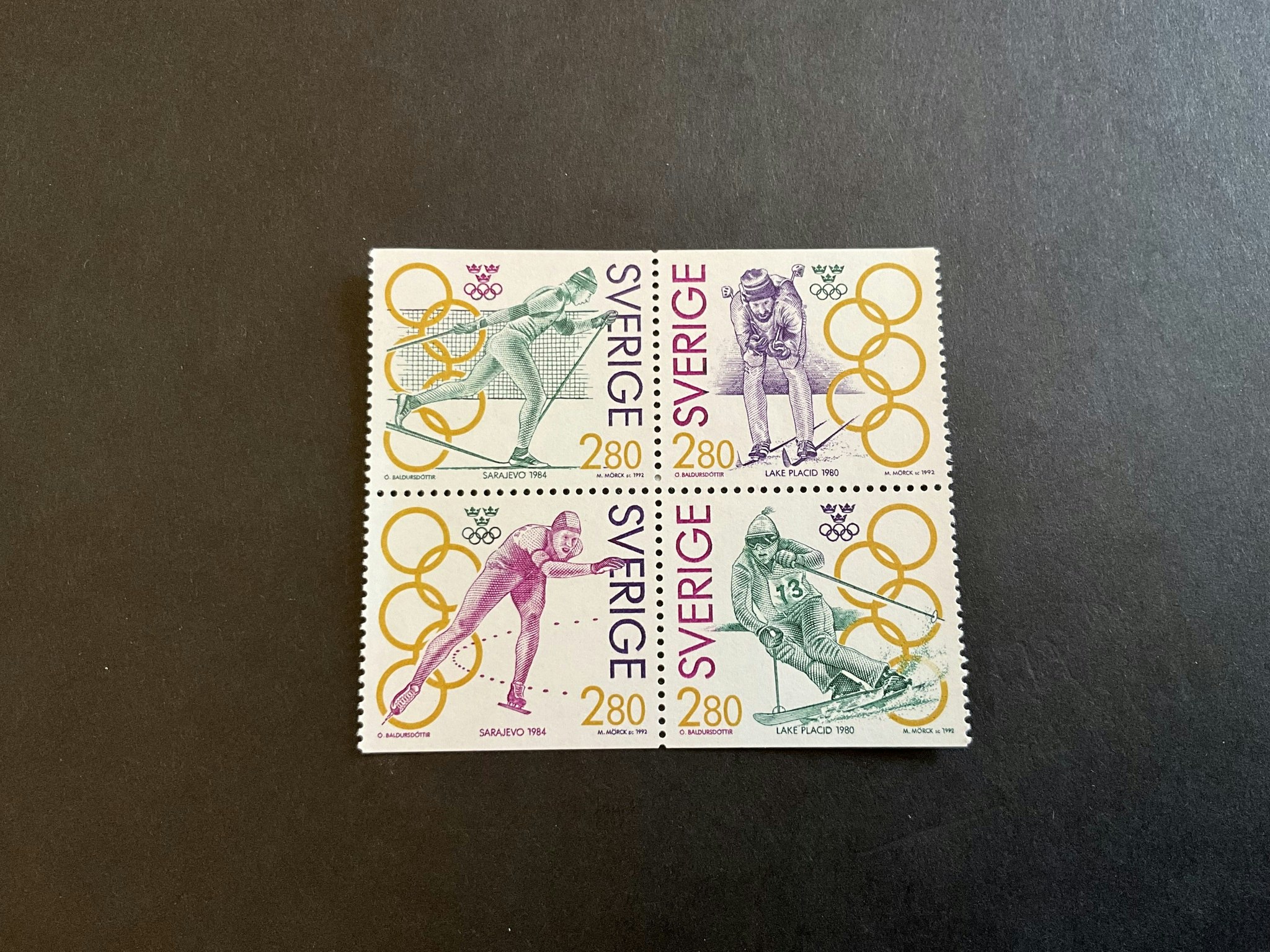 Olympiskt guld II 1992 facit nr 1722-1725 postfriskt block