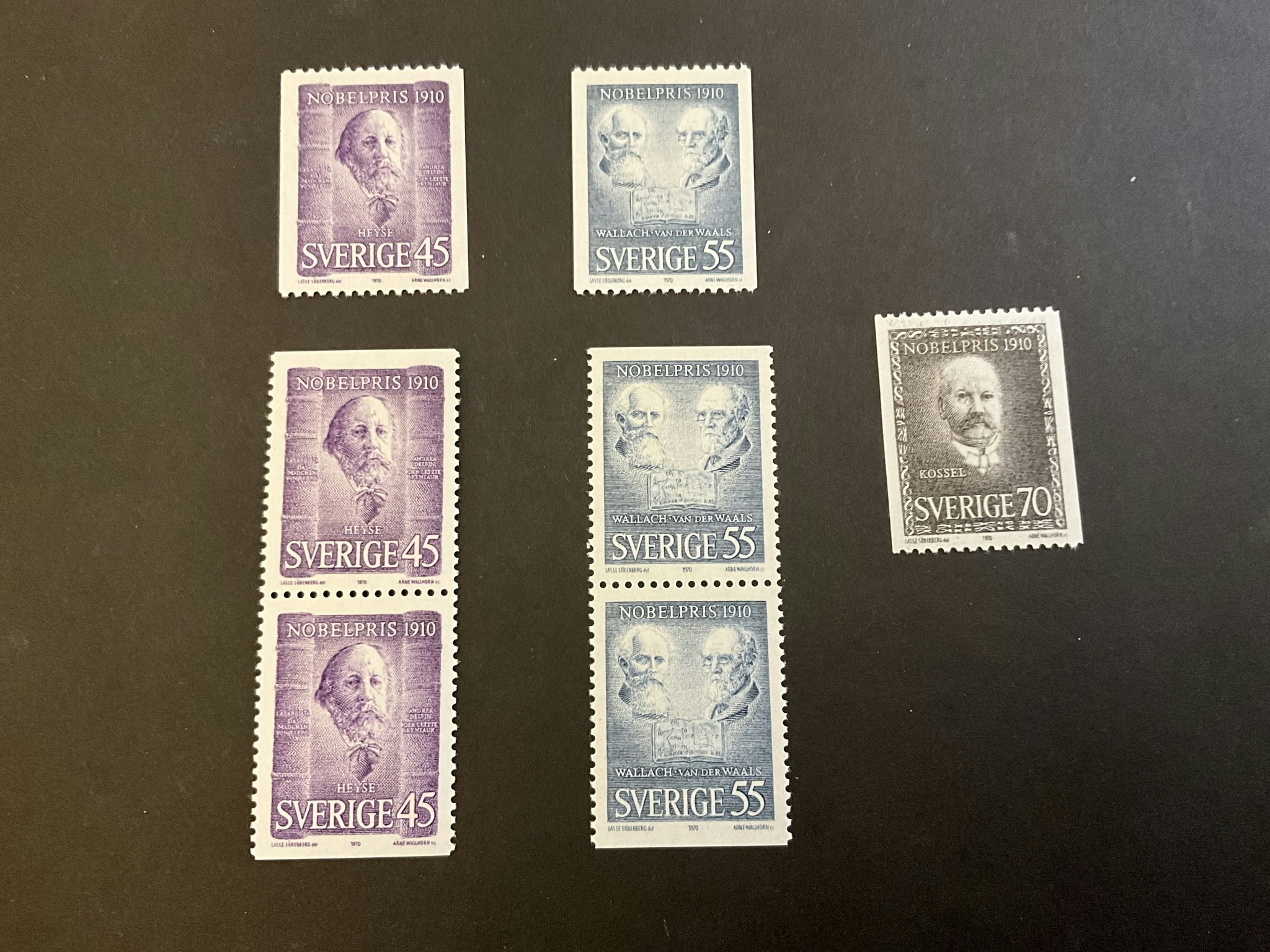 Nobelpris 1910 facit nr 716-718 postfrisk serie