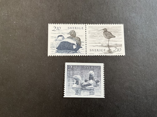 Fåglar vid vatten facit nr 1394 SX och 1395 postfriska märken
