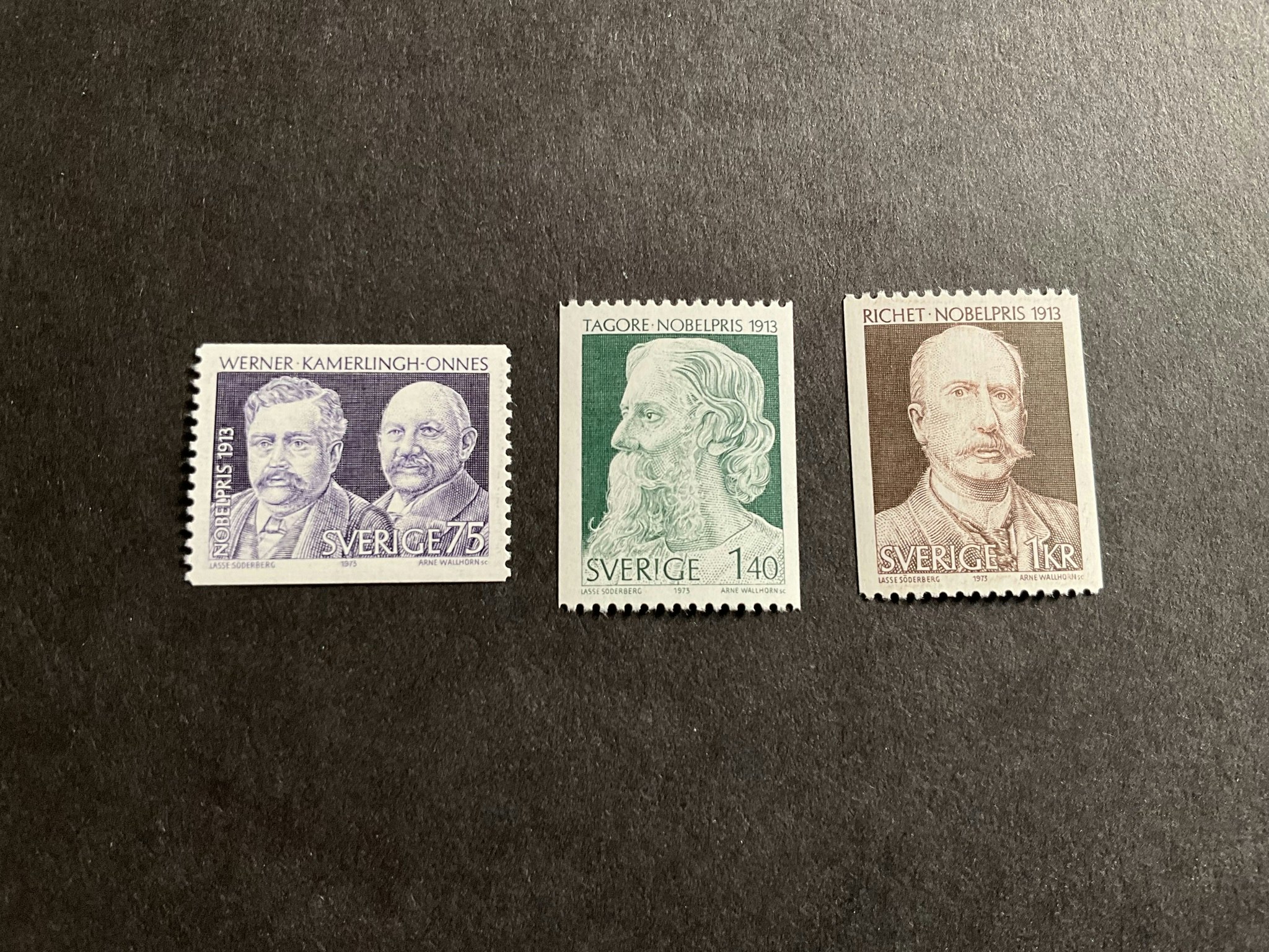 Nobelpris 1913 facit nr 850-852 postfrisk serie.