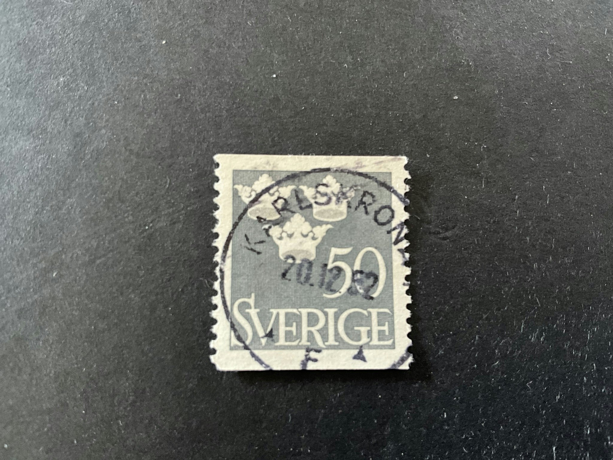 Tre kronor facit nr 284 praktstämplat KARLSKRONA
