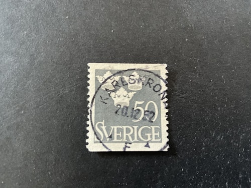 Tre kronor facit nr 284 praktstämplat KARLSKRONA