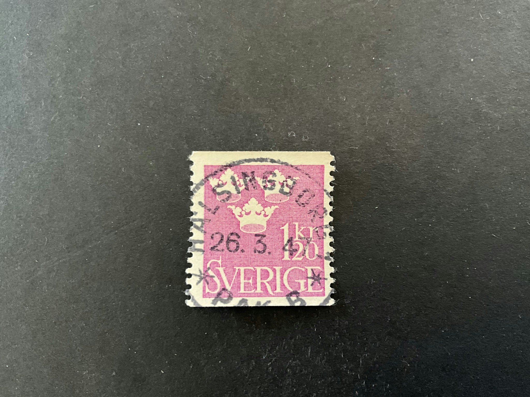 Tre kronor facit nr 298 praktstämplat HÄLSINGBORG 1 * PAK B *