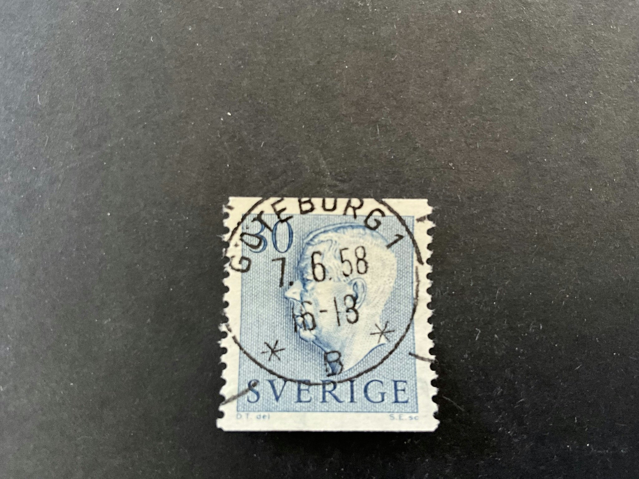 Gustaf VI Adolf typ II facit nr 416 A praktstämplat GÖTEBORG 1