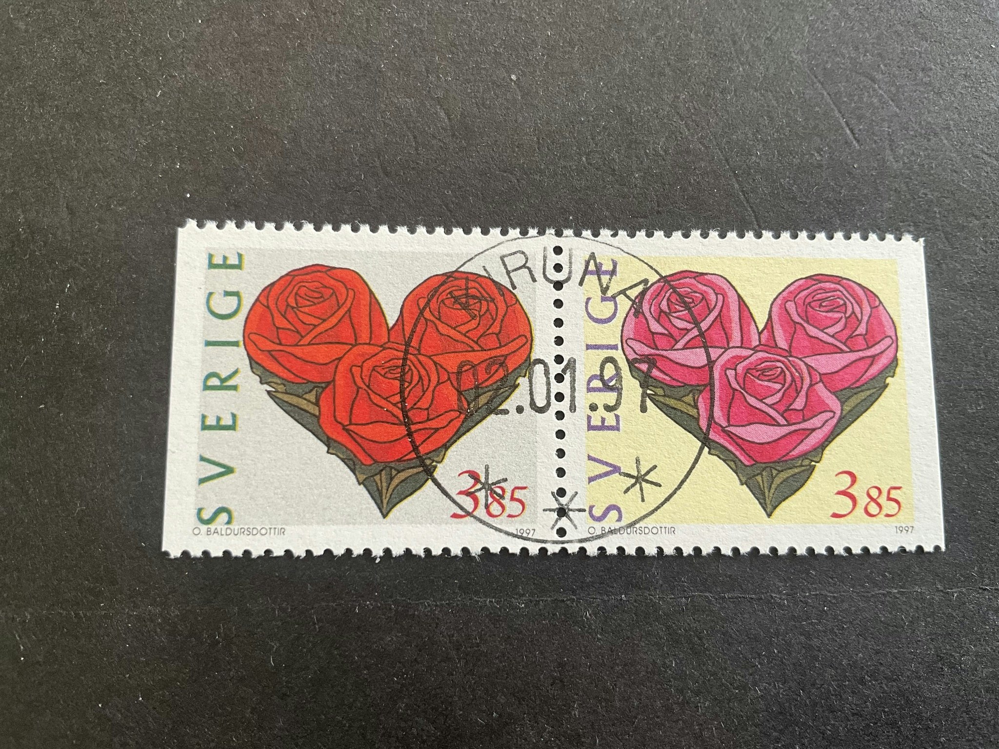 Alla hjärtans dag facit nr 1997 SX lyxstämplat par KIRUNA