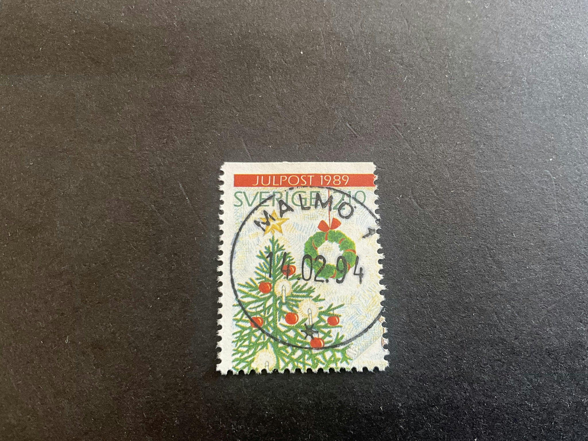 Julpost 1989 facit nr 1593 lyxstämplat MALMÖ 1